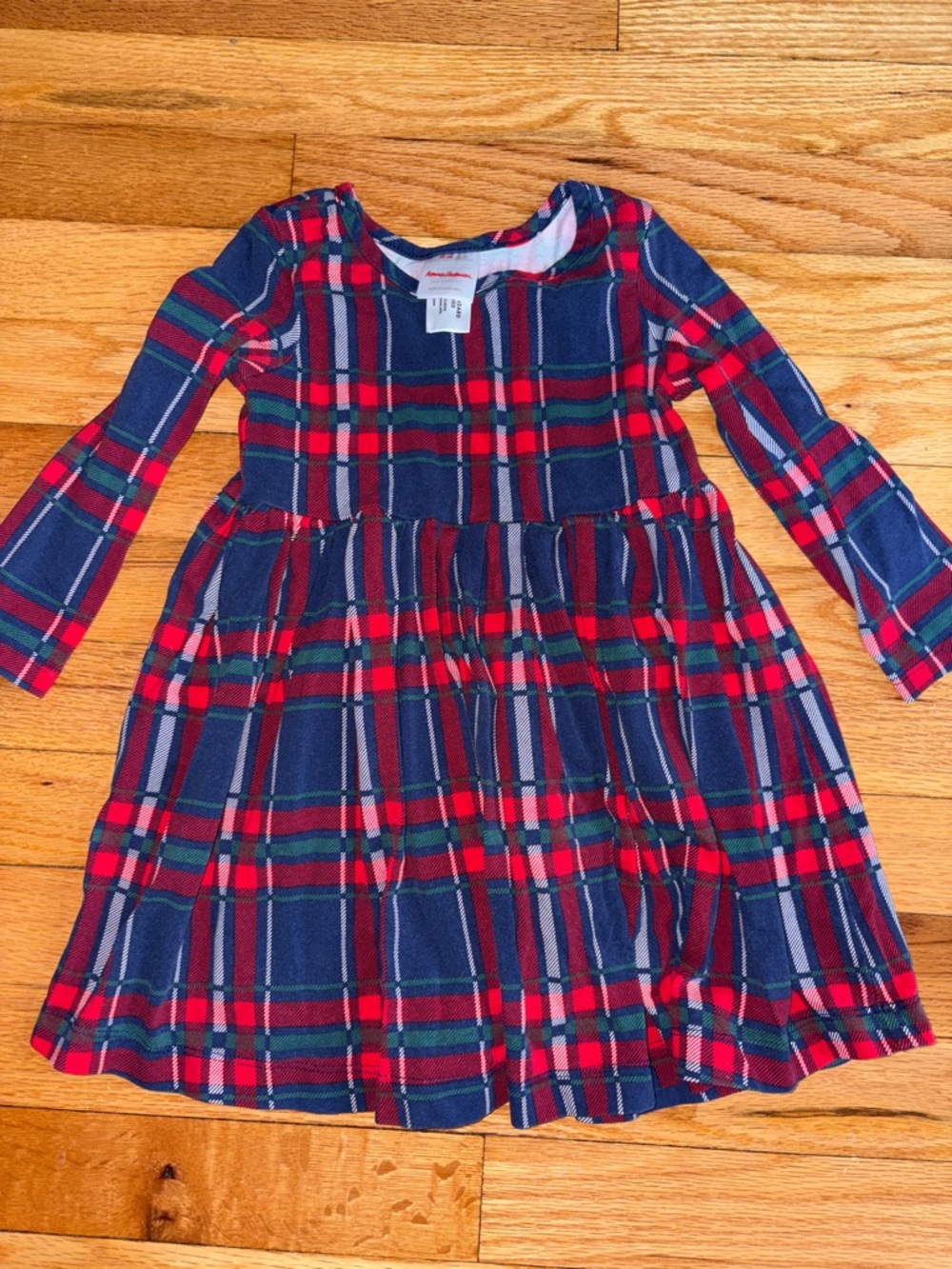 Hanna Andersson Red & Navy Plaid Knit Long-Sleeve Dress